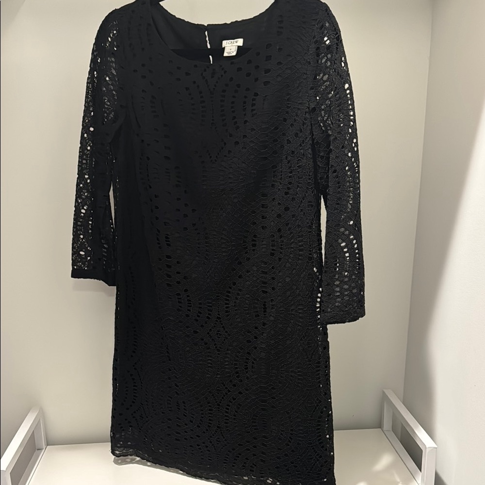 J. Crew Black Cowl Neck Sheath Dress 3/4 Sleeves